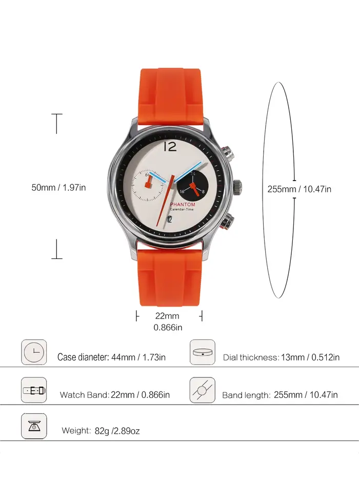 Montre PHANTOM Sport Chrono acier inoxydable avec chronographe et calendrier pour hommes occasions sportives et quotidiennes