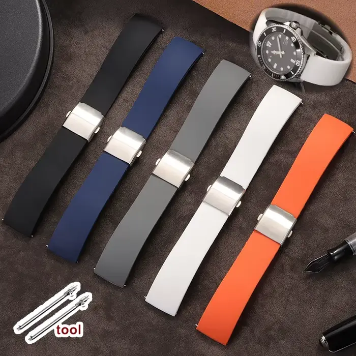 Bracelet de montre en silicone confortable et résistant à l'eau pour femmes et hommes styles sportifs et classiques occasions spéciales et quotidiennes