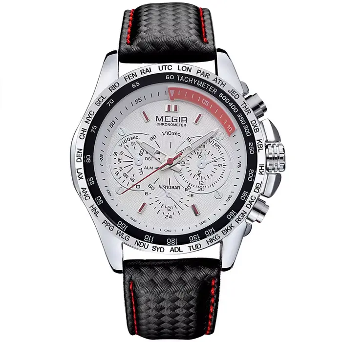 MEGIR Nouvelle montre à quartz multifonctionnelle pour homme, mouvement de chronométrage, montre ron