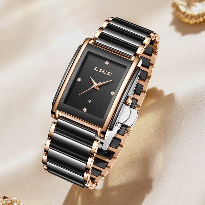LIGE mode montre élégante pour femmes mouvement japonais Bracelet en céramique de luxe dames