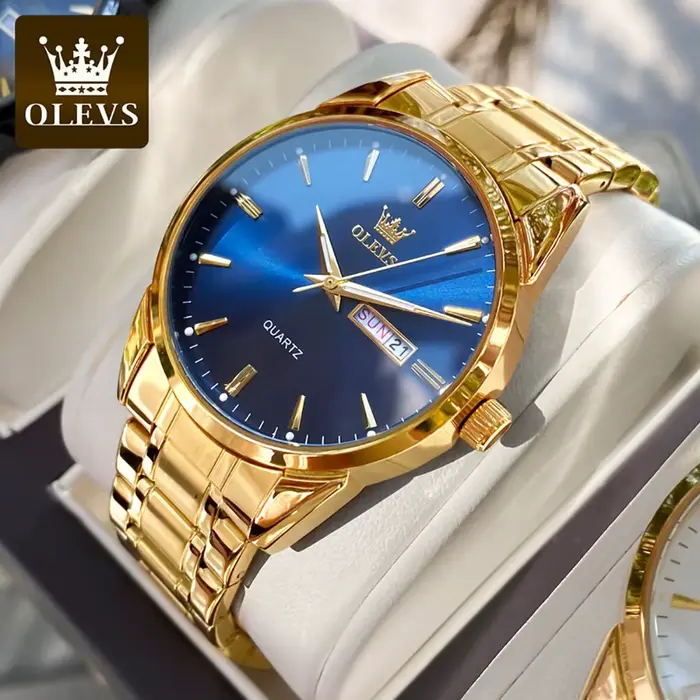 Montre-bracelet quartz pour homme élégante avec affichage de la semaine résistante à l'eau pour occasions formelles et détentes