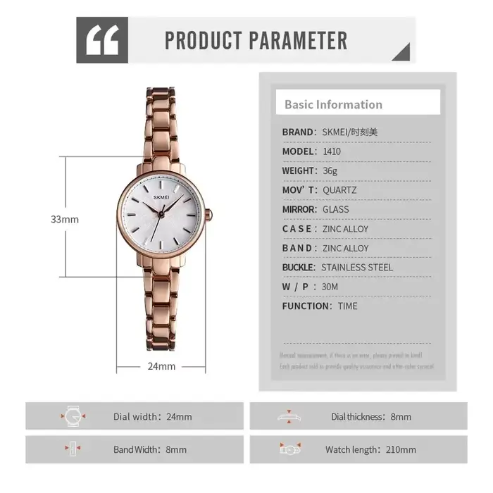 Montre Femme Quartz Argent Rose Casual Mode Polyvalente Occasions Spéciales