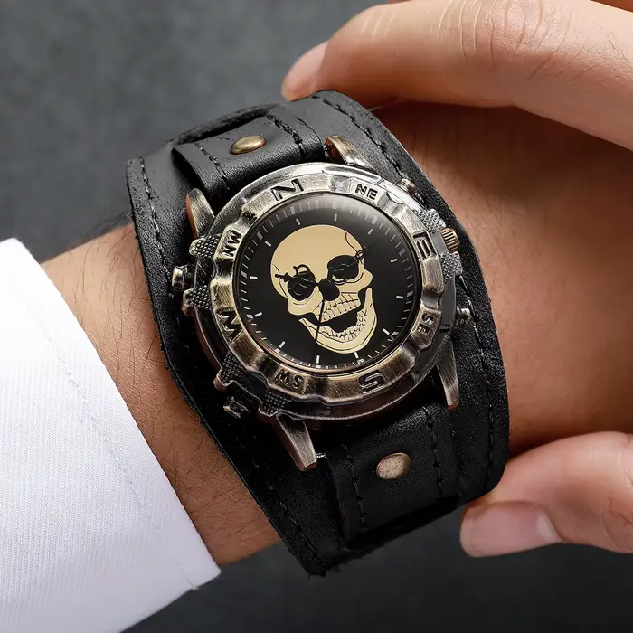 Montre vintage pour homme avec cadran large