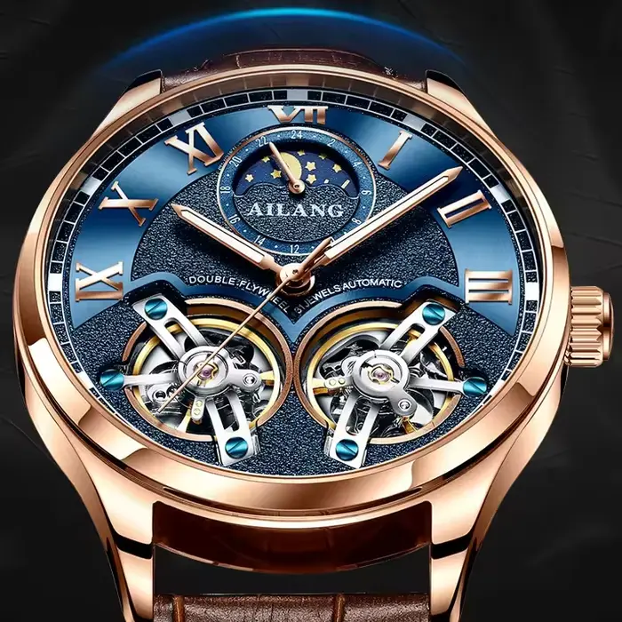 Montre Mécanique Automatique Daniel Gorman Style Affaires Personnalisable Double Tourbillon Phase De La Lune Occasions Spéciales Pour Homme