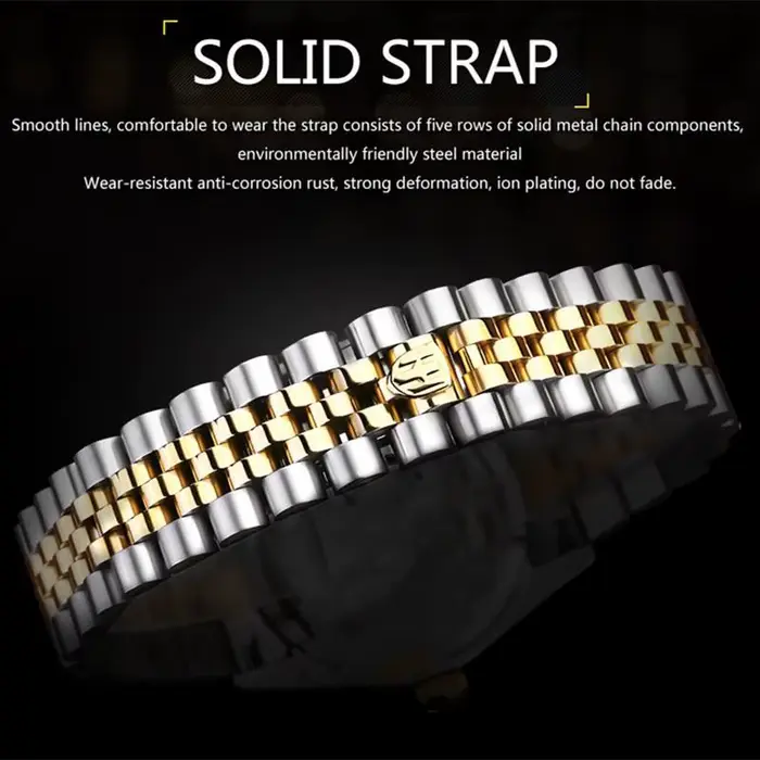 Holuns-Montre-bracelet d'affaires classique en acier inoxydable pour homme