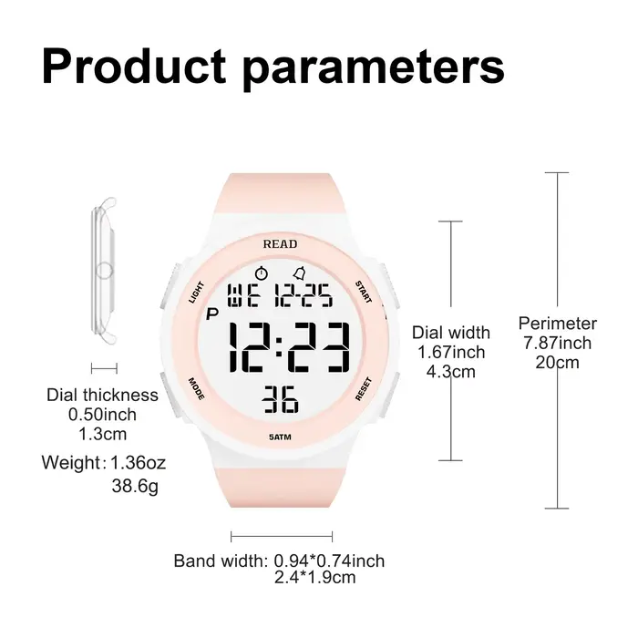 Montre LED haute résolution pour femmes résistante à l'eau multifonctionnelle en silicone pour activités de plein air et vie quotidienne