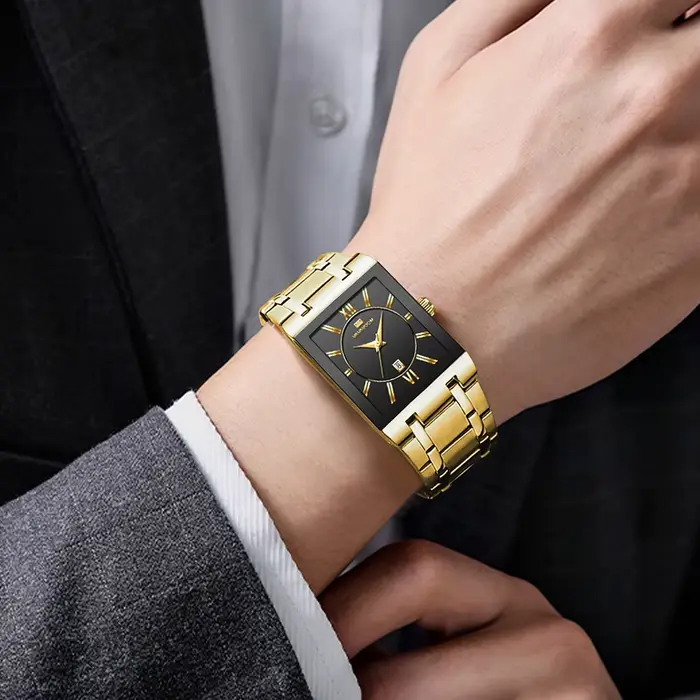 VA VA VOOM-Montre-bracelet carrée en acier inoxydable pour homme