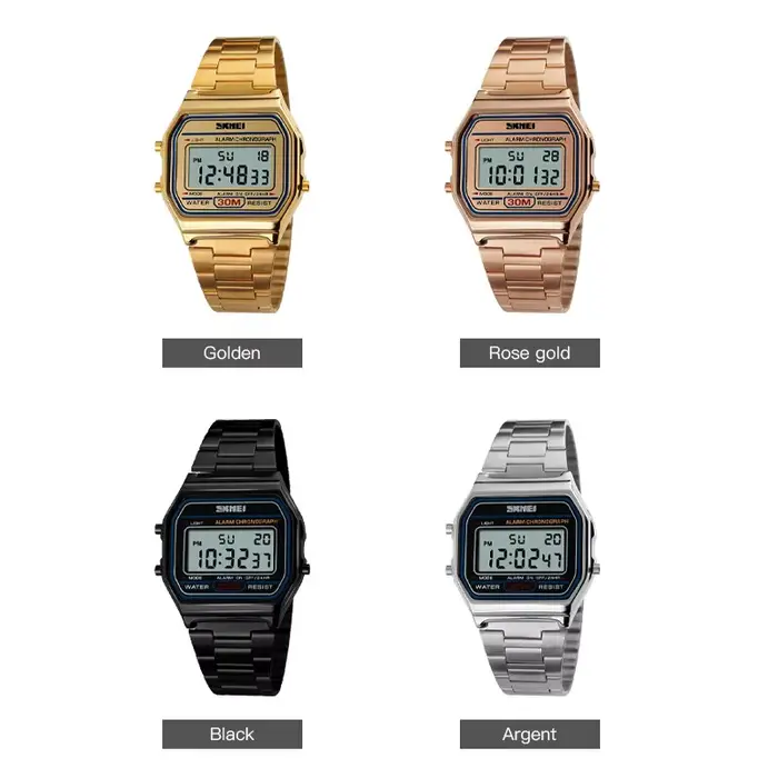 Montre numérique homme en acier inoxydable avec chronographe et alarme pour occasions spéciales et mode de vie actif