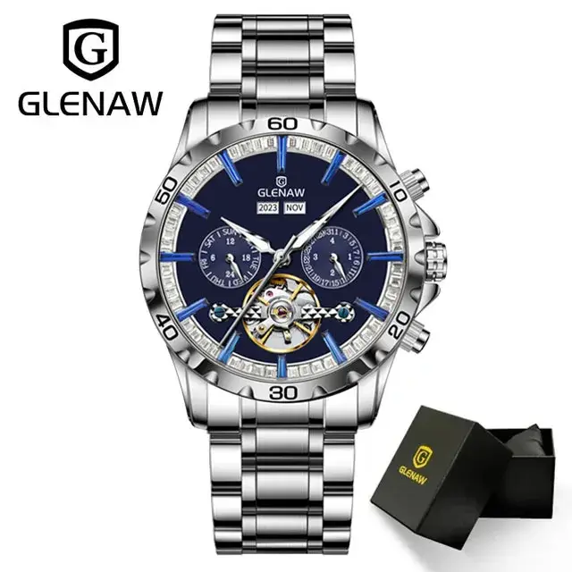 Montre mécanique étanche en acier inoxydable pour homme