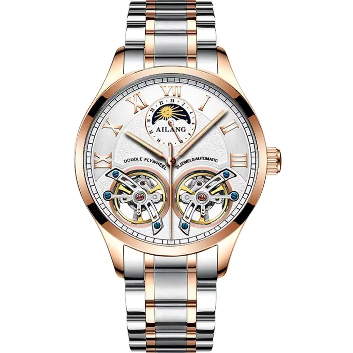 AILANG Montre mécanique automatique originale pour homme, montre squelette de luxe en acier inoxydab