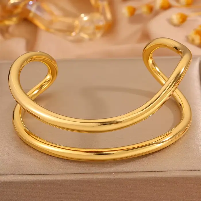 Bracelet en acier inoxydable - bague simple et élégante, nouveau modèle tendance, bague à double bri