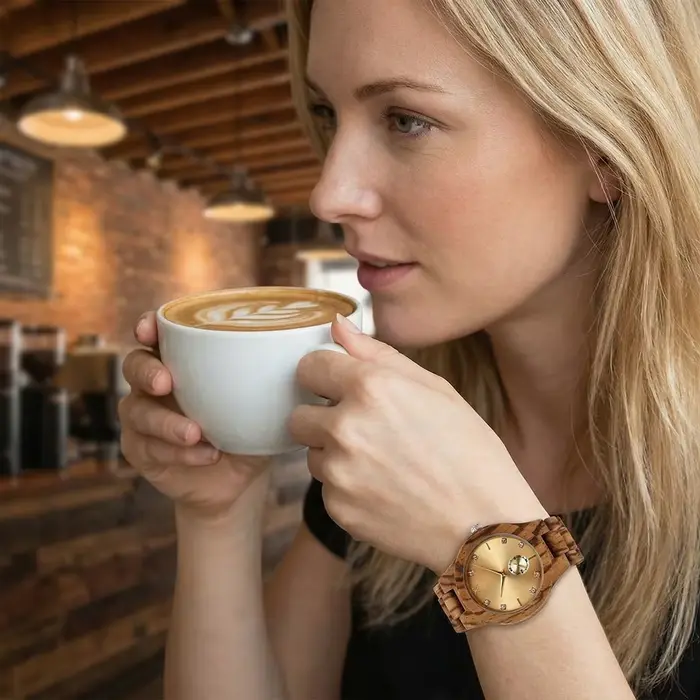 Montre en bois faite à la main pour femmes, élégante et résistante avec mouvement quartz pour diverses occasions