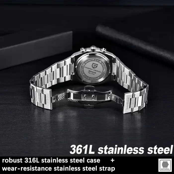 Montre-bracelet à quartz en acier inoxydable pour homme