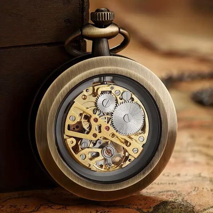 Montre de poche mécanique évidée rétro de luxe