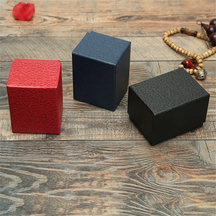Boîtes de Rangement Rétro à Motif Litchi Bleu et Noir