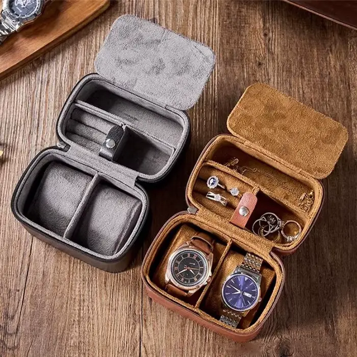 Boîte à montres de luxe vintage en cuir pour hommes rangement de montres-bracelets boîtes à montres élégantes pour voyages et occasions spéciales