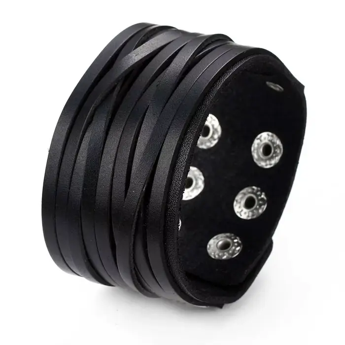 Bracelet manchette en cuir punk, sangles réglables, bracelets enroulés, bracelets gothiques en cuir 