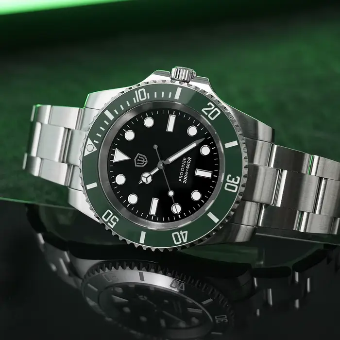 Watchdives WD1680Q V2 cadran vert montres à Quartz VH31 balayage deuxième mouvement saphir 200M étanche montre-bracelet en acier inoxydable