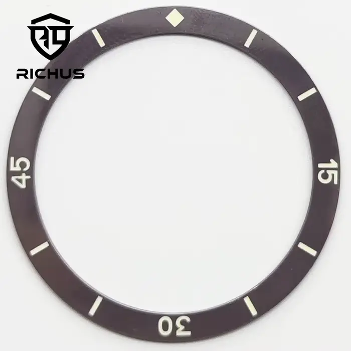 RICHUS 38mm lunette en céramique noir bleu lunette plate vert lumineux remplacer lunette accessoires
