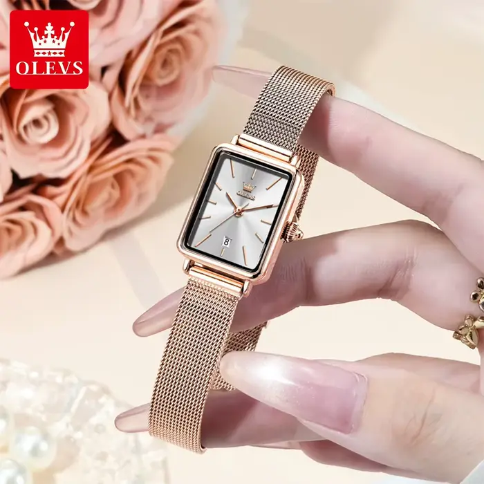 OLEVS 3692 montre à Quartz originale avec boîte-cadeau pour femme Ultra mince mode Simple carré Auto Date étanche dames