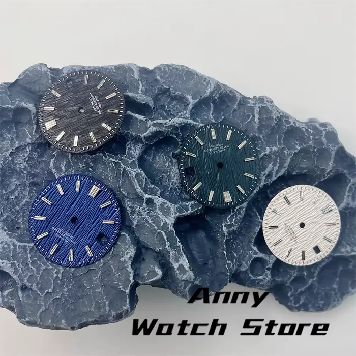 Cadran de montre en texture de bouleau de 29 mm en bleu