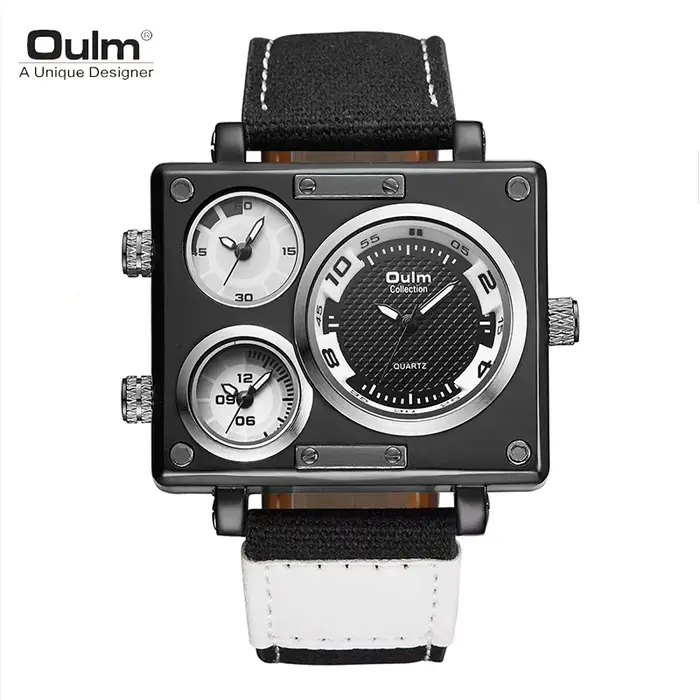 Oulm tout nouveau Style Unique concepteur montre pour hommes de haute qualité tissu en cuir montre à