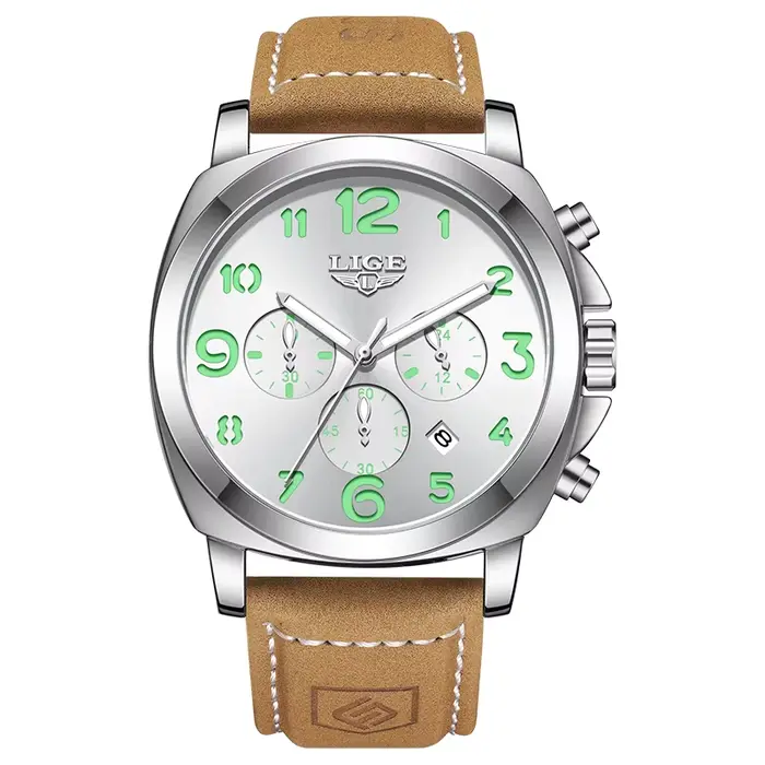 Montre militaire de luxe LIGE pour homme, étanche, lumineuse, avec date, chronographe, montre sport 