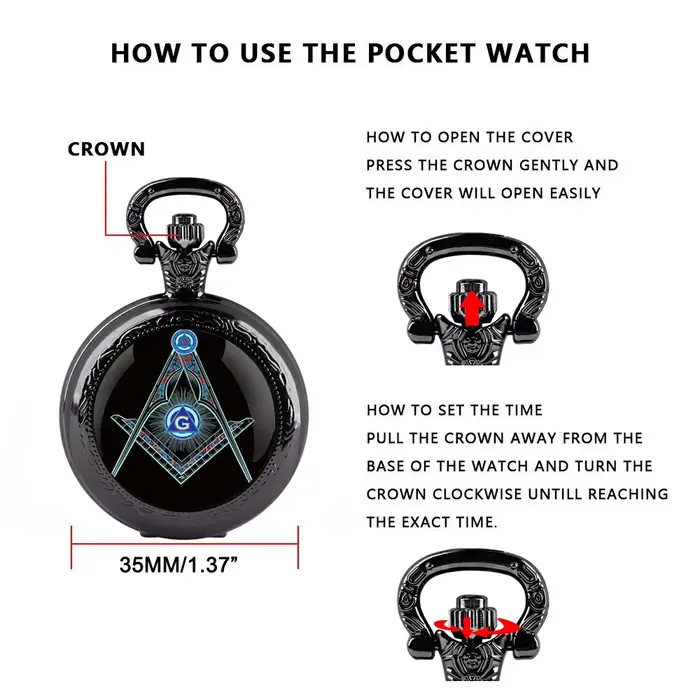 Montre de poche Freemason vintage à quartz pour homme femme enfant occasion spéciale design antique style unique cadeau idéal