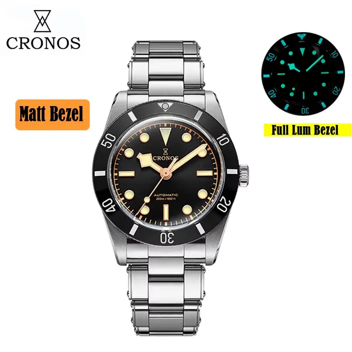 Montres de luxe Cronos pour hommes 37mm 39mm Diver BB54 Vintage Automatique Lunette en aluminium mat/maillé Maillons de bracelet pour femme Saphir 20 Bar L6033 M