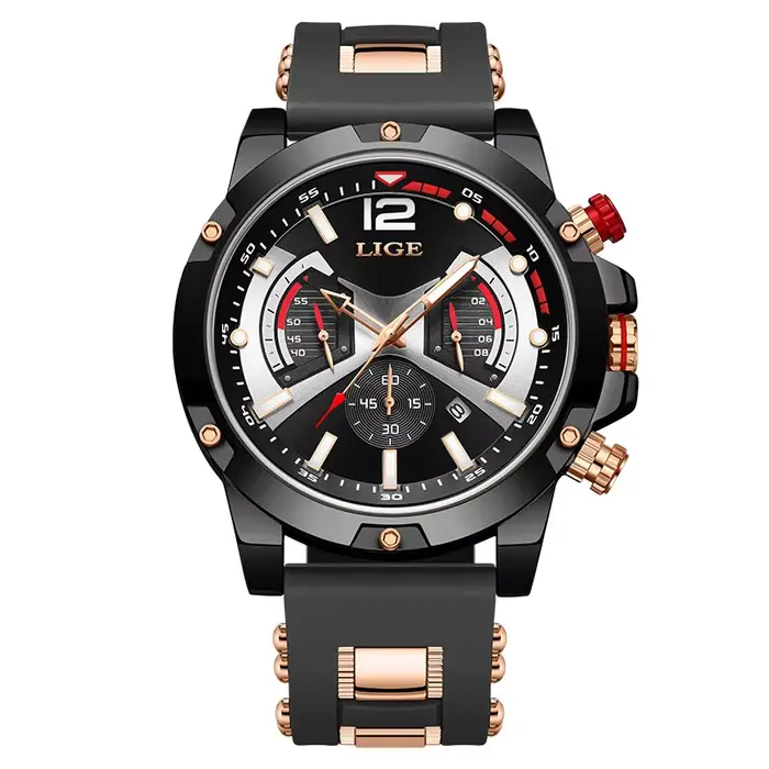 LIGE 2026 Nouvelle Montre Dorée pour Hommes, Marque de Luxe, Étanche, Montre-Bracelet à Quartz pour 