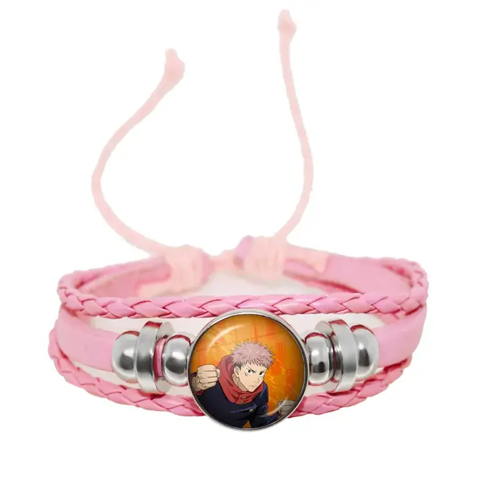 Bracelet en cuir avec dôme en verre décoratif pour femmes et hommes