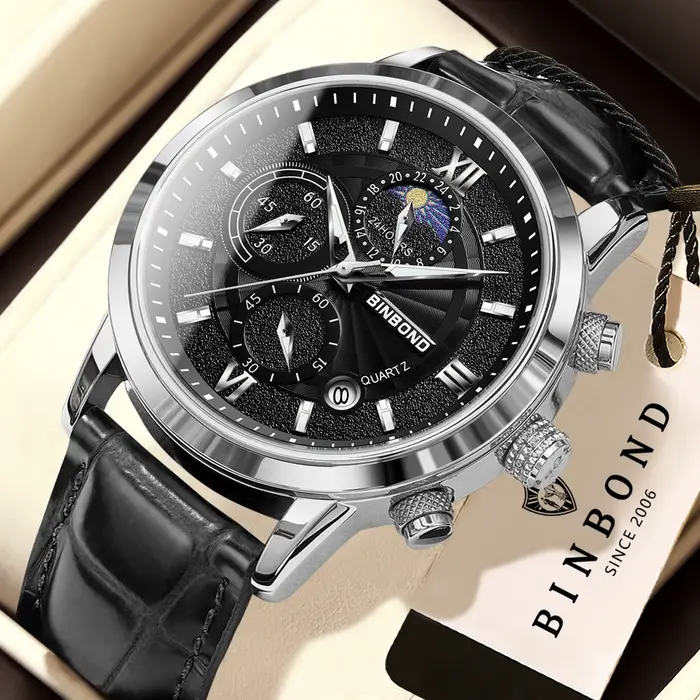 Montres à quartz de marque originale BINBOND pour hommes