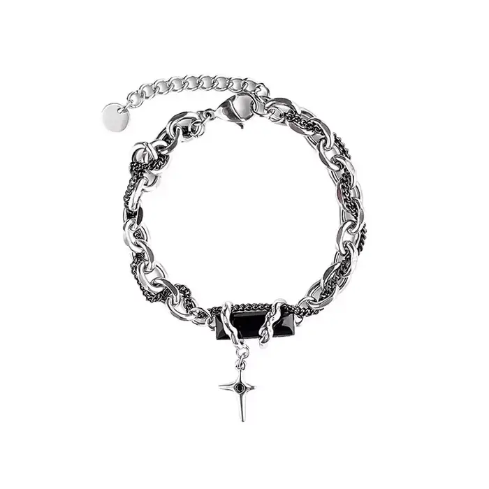 Bracelet rétro en Zircon noir pour hommes et femmes