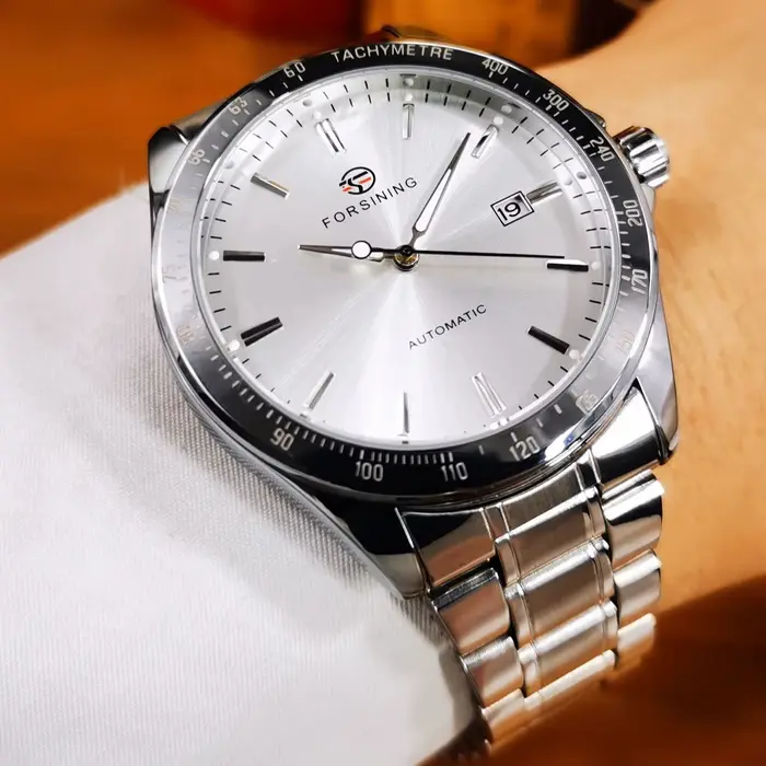 Forsining Business montre mécanique automatique pour hommes calendrier haut de gamme bracelet en acier inoxydable mode
