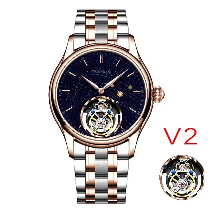 AESOP 7025 mouvement Tourbillon volant montre marque pour hommes squelette mécanique montres de luxe