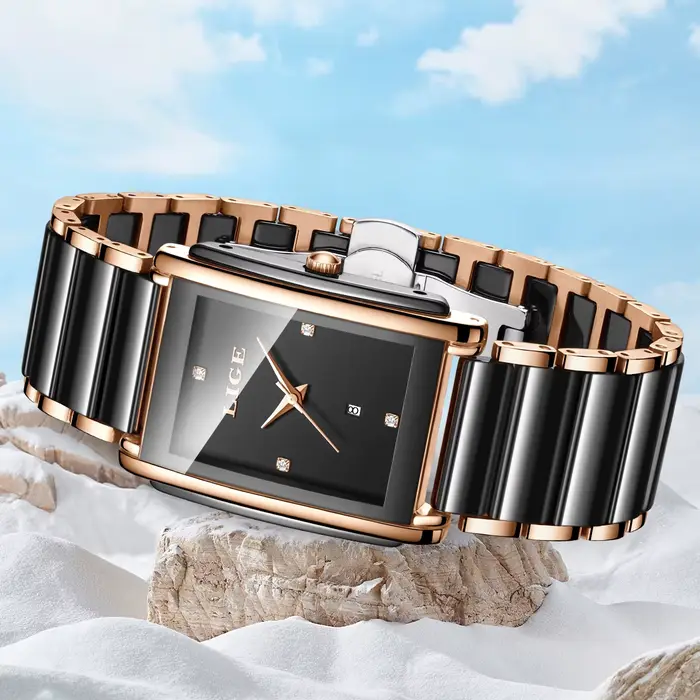 LIGE mode montre élégante pour femmes mouvement japonais Bracelet en céramique de luxe dames