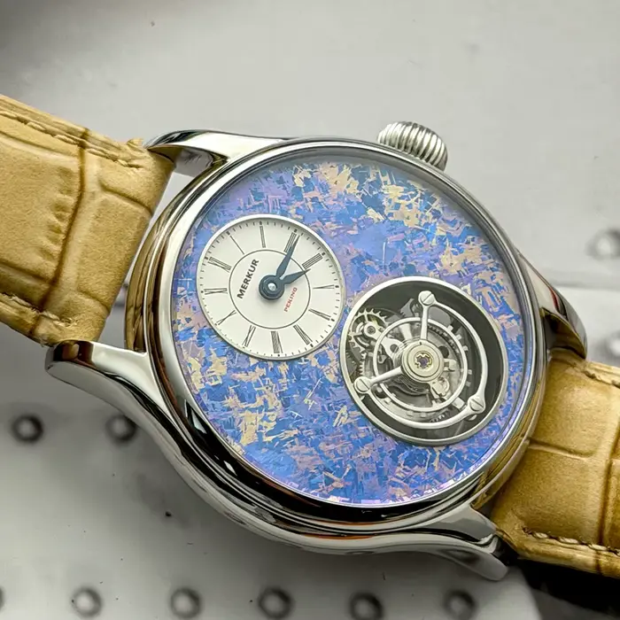 Merkur 100% montre Tourbillon hommes titane fleur de glace cadran saphir