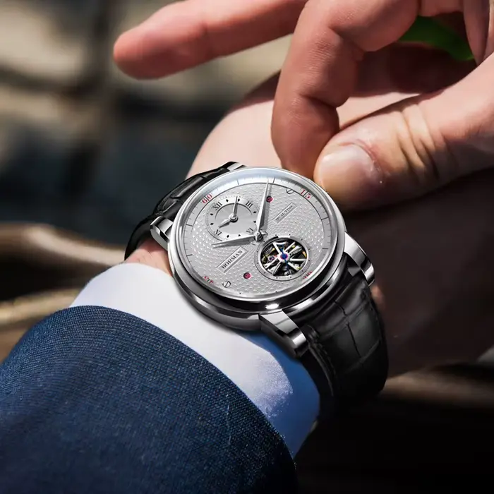 Montre-bracelet mécanique Borman 2025 élégante pour homme occasions spéciales résistante à l'eau avec mouvement automatique