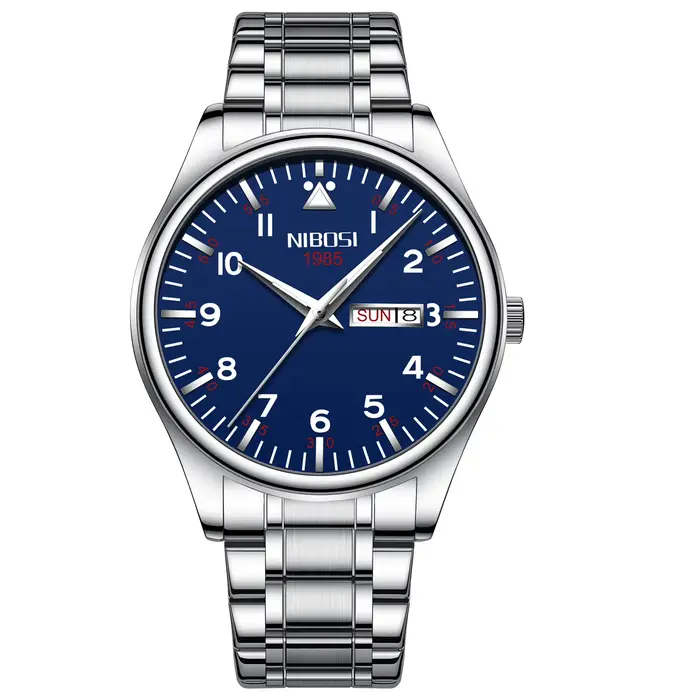 NIBOSI sport hommes montres haut de gamme de luxe Quartz étanche chronographe bleu montre-bracelet m