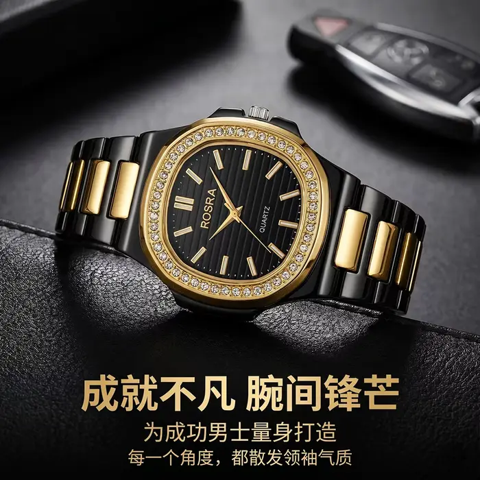 Montre classique noire pour femmes et hommes