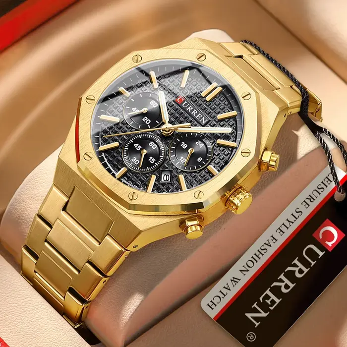 CURREN montres pour hommes mode sport étanche chronographe conception octogonale Quartz lumineux
