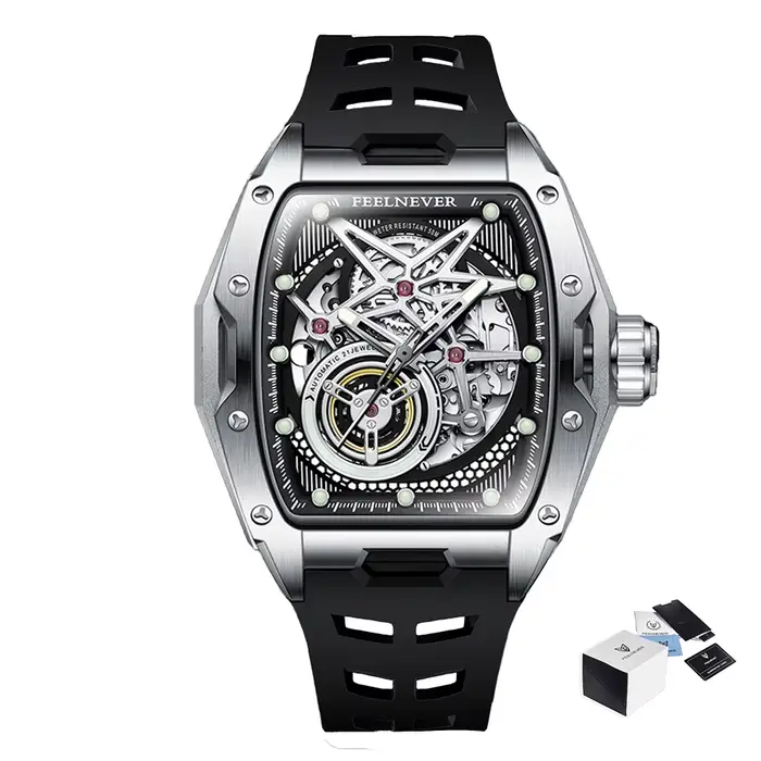 FeelNever Hollow Tourbillon montres pour hommes montre automatique de luxe pour hommes montre-bracel