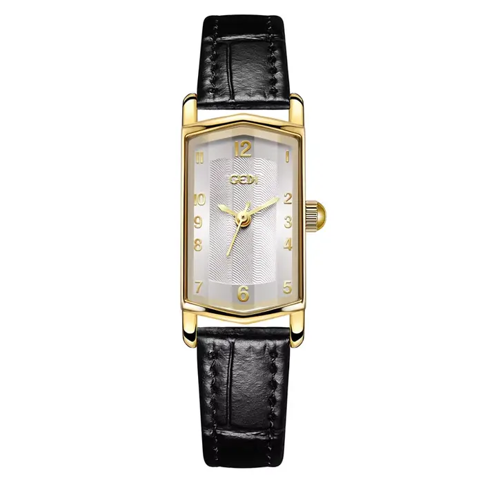 Montre Femme Haut de Gamme GEDI Luxe Or Vintage Bracelet en Cuir Fin Bracelet en Maille Acier Inoxyd