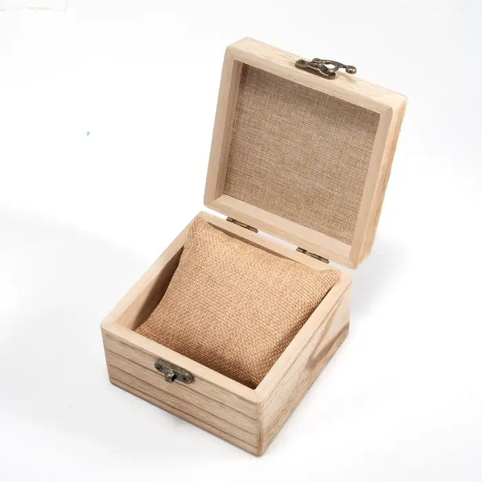 Étui à montre en bois pour homme et femme, avec doublure en lin doux, boîte de présentation de bijou