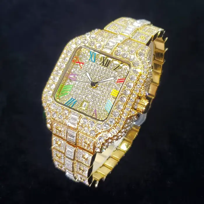 Offre spéciale montre en diamant pour hommes Top marque de luxe montre-bracelet de glace mode en acier inoxydable étanche montres à Quartz livraison directe