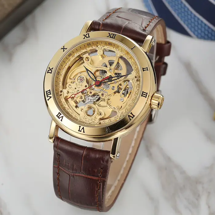Montre automatique FORSINING avec cadran squelettique et bracelet en cuir pour homme occasions spéciales élégance moderne