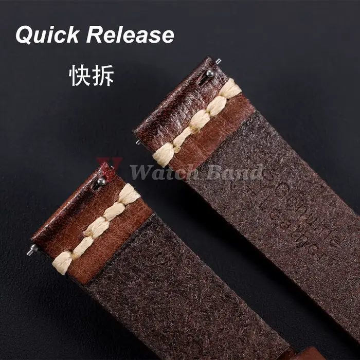 Bracelet de montre en cuir de vachette vintage 18mm 20mm 22mm 24mm pour Samsung