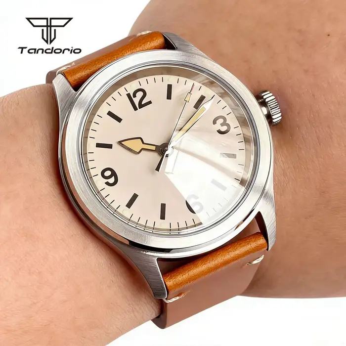 Montre de Terrain Tandorio 38mm Mécanique Automatique Vintage Lumineuse Occasions Spéciales Hommes