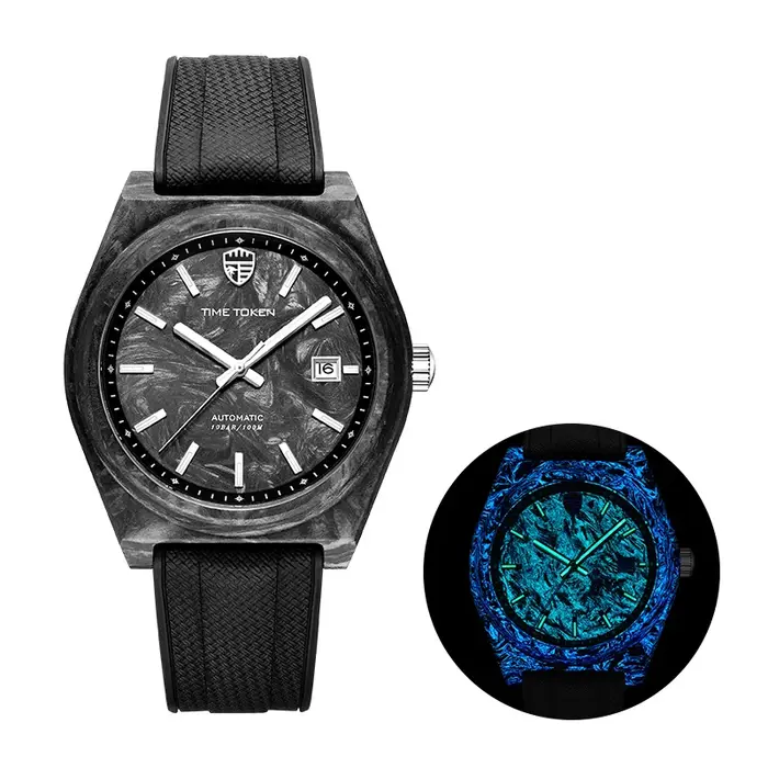Montre mécanique automatique pour homme en fibre de carbone