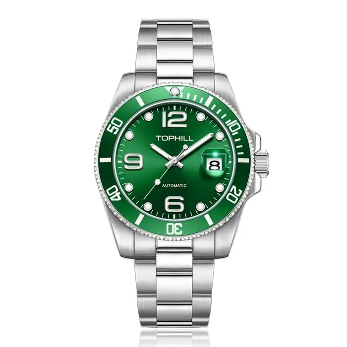 Montres pour hommes TOPHILL automatiques 40 mm Dandong 2820 avec lunette en aluminium